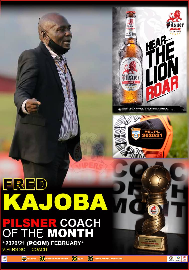 Vipers’ Kajoba, Brian Mayanja Mululi win Pilsner coach and player of February awards.