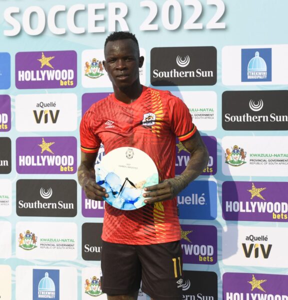 Ambrose Kigozi scores a hat trick as Sand Cranes thump Mauritius at the ongoing COSAFA