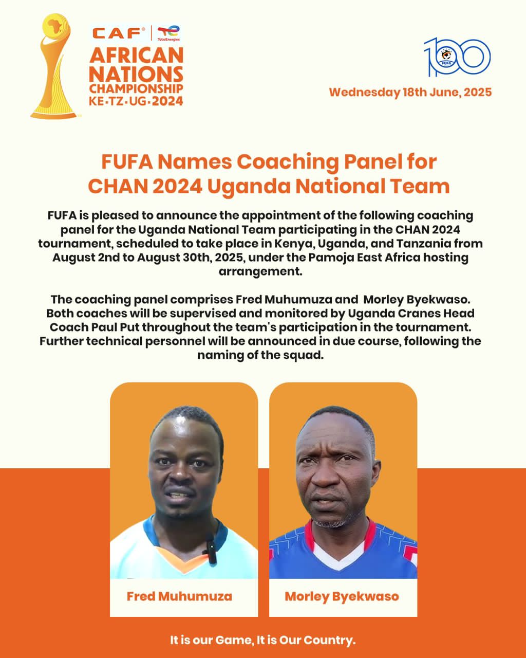 FUFA Unveils Coaching Panel for CHAN 2024 Tournament
