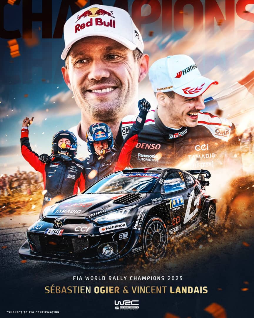 Seb+Seb equals nine titles: Emotions raise at WRC finale in Saudi Arabia.